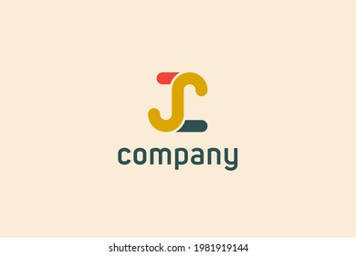 Initial Letter J and S and L Logo. Red and Yellow and Green Shapes Linked Style isolated on Elegant Background. Usable for Business and Branding Logos. Flat Vector Logo Design Template Element.