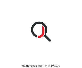 initial Letter J Search Magnifying Glass Logo Concept sign icon symbol Design Element. Find, Alphabet Logotype. Vector illustration template