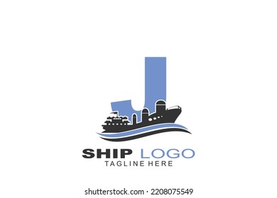 initial Letter J ship logo