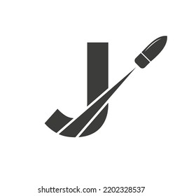 Letra inicial J Modelo De Vector De Logotipo De Bullet De Shot Para El Logotipo De Defensa