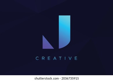 initial letter J simple vivid bright colors monogram logo modern design concept for web and company symbol