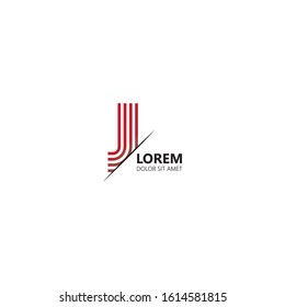 Initial letter j sliced uppercase modern logo design template elements. Red letter Isolated on white background. Suitable for business, consulting group company.