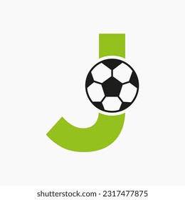 Initial Letter J Soccer Logo. Football Logo Design Vector Template