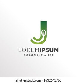 Initial Letter J with Spoon and Fork Logo Design