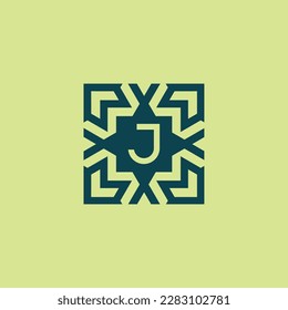 Letra inicial logotipo de patrón abstracto cuadrado J de letra inicial