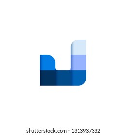 Initial Letter J Square Pixel Logo Design Inspiration in Blue Gradient Color for Media, Technology Brand Identity.