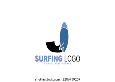 initial Letter J surfing logo