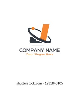 Initial Letter J with Swoosh Orbit Logo Designs Vector Orange Colors in White Backgrounds
