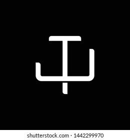Initial letter J and T, JT, TJ, overlapping interlock monogram logo, white color on black background