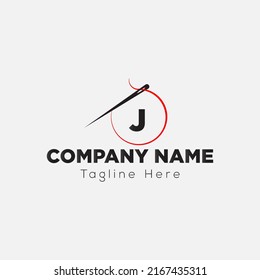 Initial Letter J Tailor Logo, Needle and Thread Combination. Needle logo, Embroider, Textile, Fashion, Cloth, Fabric Template