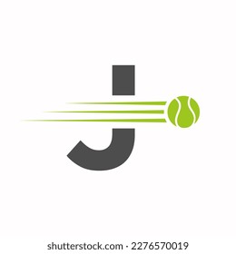 Initial Letter J Tennis Logo. Tennis Sports Logotype Symbol Template