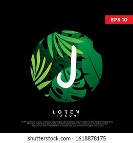 initial letter j tropical logo. modern icon, template design