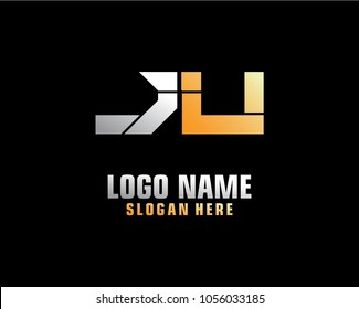 Initial letter J U logo template vector