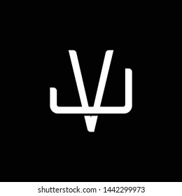 Initial letter J and V, JV, VJ, overlapping interlock monogram logo, white color on black background