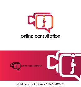 Initial letter j with video call camera chatting icon for online meeting logo concept