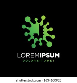 Initial Letter J Virus or Bacteria Logo Design