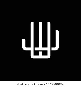 Initial letter J and W, JW, WJ, overlapping interlock monogram logo, white color on black background