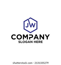 Initial letter J W logo vector design template