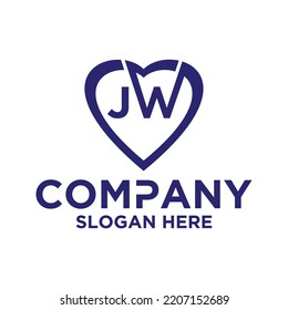 Letra inicial j w logo diseño vectorial