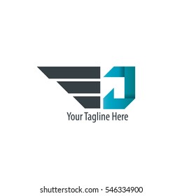 Initial Letter J With Wings Design Logo