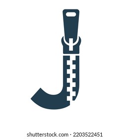 Initial Letter J Zipper Logo For Fashion Cloth, Embroidery and Textile Symbol Identity Vector Template