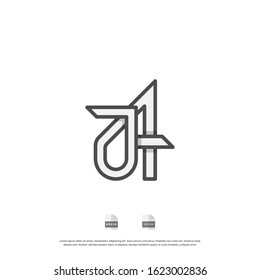 Initial letter JA, AJ, J, A uppercase modern logo design template elements. modern line letter Isolated on white background.