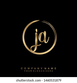 Initial letter JA beautiful handwriting logo vector template