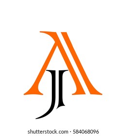 initial letter J,A black and orange color logo vector