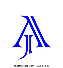 initial letter JA blue color logo vector