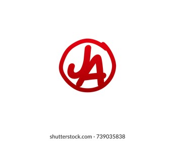 The initial letter JA handwritten logo