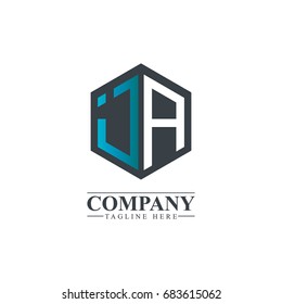 Initial Letter JA IA Hexagonal Design Logo