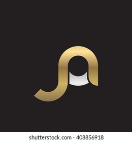 initial letter ja linked round lowercase logo gold silver black background