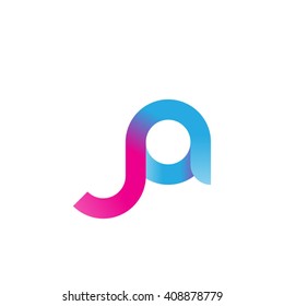 initial letter ja linked round lowercase logo pink blue