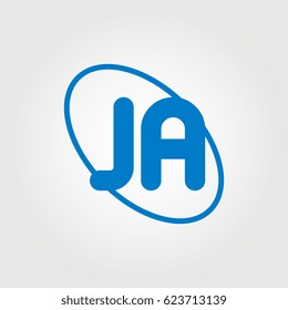 initial letter ja logo blue on white background