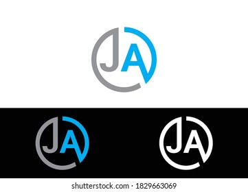 Plantilla de vectores de diseño de iconos o logotipo de letras iniciales JA