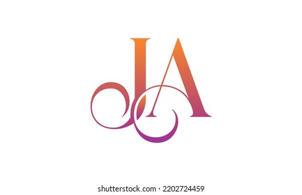 Logo De La Letra Inicial JA. Diseño del logotipo de la carta JA Stock.