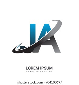initial letter JA logotype company name colored blue and grey swoosh design. logo design for business and company identity.