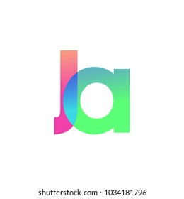Initial Letter JA Lowercase Logo green, pink and Blue, Modern and Simple Logo Design.
