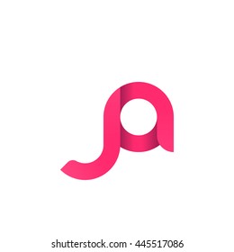 initial letter ja modern linked circle round lowercase logo pink