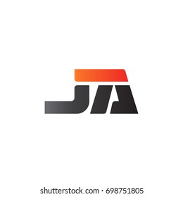 Initial letter JA, straight linked line bold logo, gradient fire red black colors