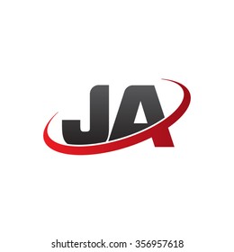 initial letter JA swoosh ring company logo red black
