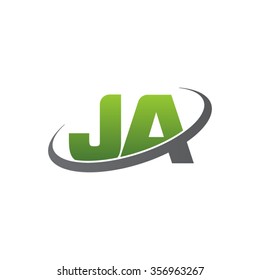initial letter JA swoosh ring company logo green gray