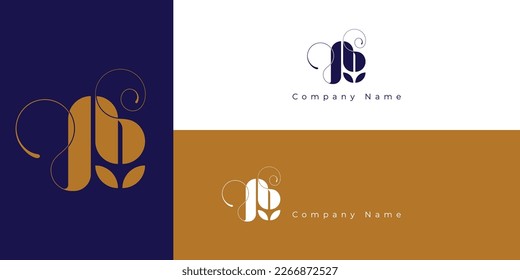 Initial letter J-B or alphabet B-J. Simple and modern vector logo design with gold colours