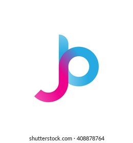 initial letter jb linked round lowercase logo pink blue