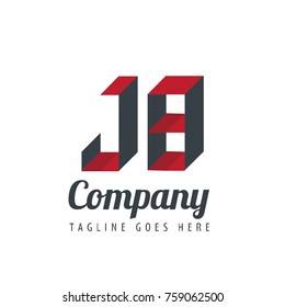 Initial Letter JB Logo With Ribbon Style