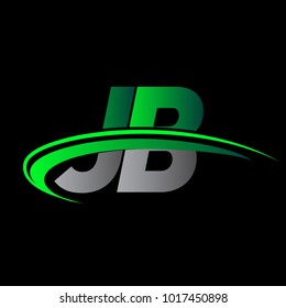 initial letter JB logotype company name colored green and black swoosh design. vector logo for business and company identity.