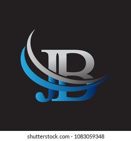 initial letter JB logotype company name colored blue and grey swoosh design. vector logo for business and company identity.