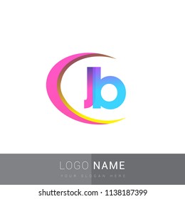 initial letter JB logotype company name, coloreful and swoosh design. vector logo for business and company identity.