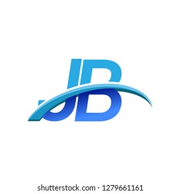 initial letter JB logotype company name colored blue and swoosh design. vector logo for business and company identity.
