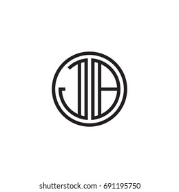 Initial letter JB, minimalist line art monogram circle logo, black color